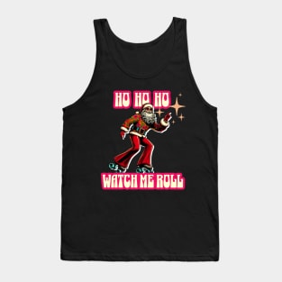 Retro Santa Claus Roller Skating 70s 80s Christmas Fun Tank Top